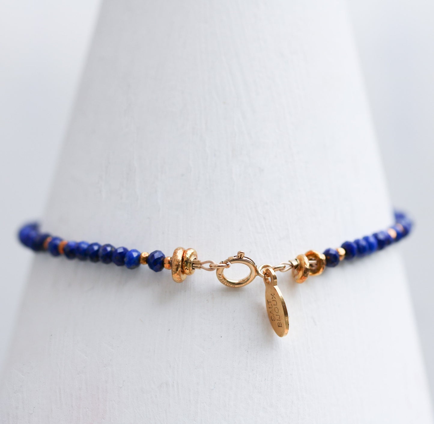 Handmade Lapis Lazuli Bracelet: Karen Hill Tribe Gold Vermeil Clasp