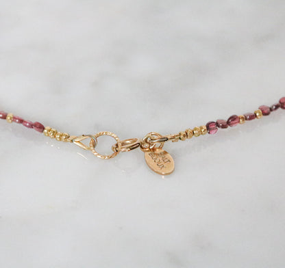 Garnet Choker Necklace: Faceted Coin Beads, Gold Vermeil, January Birthstone