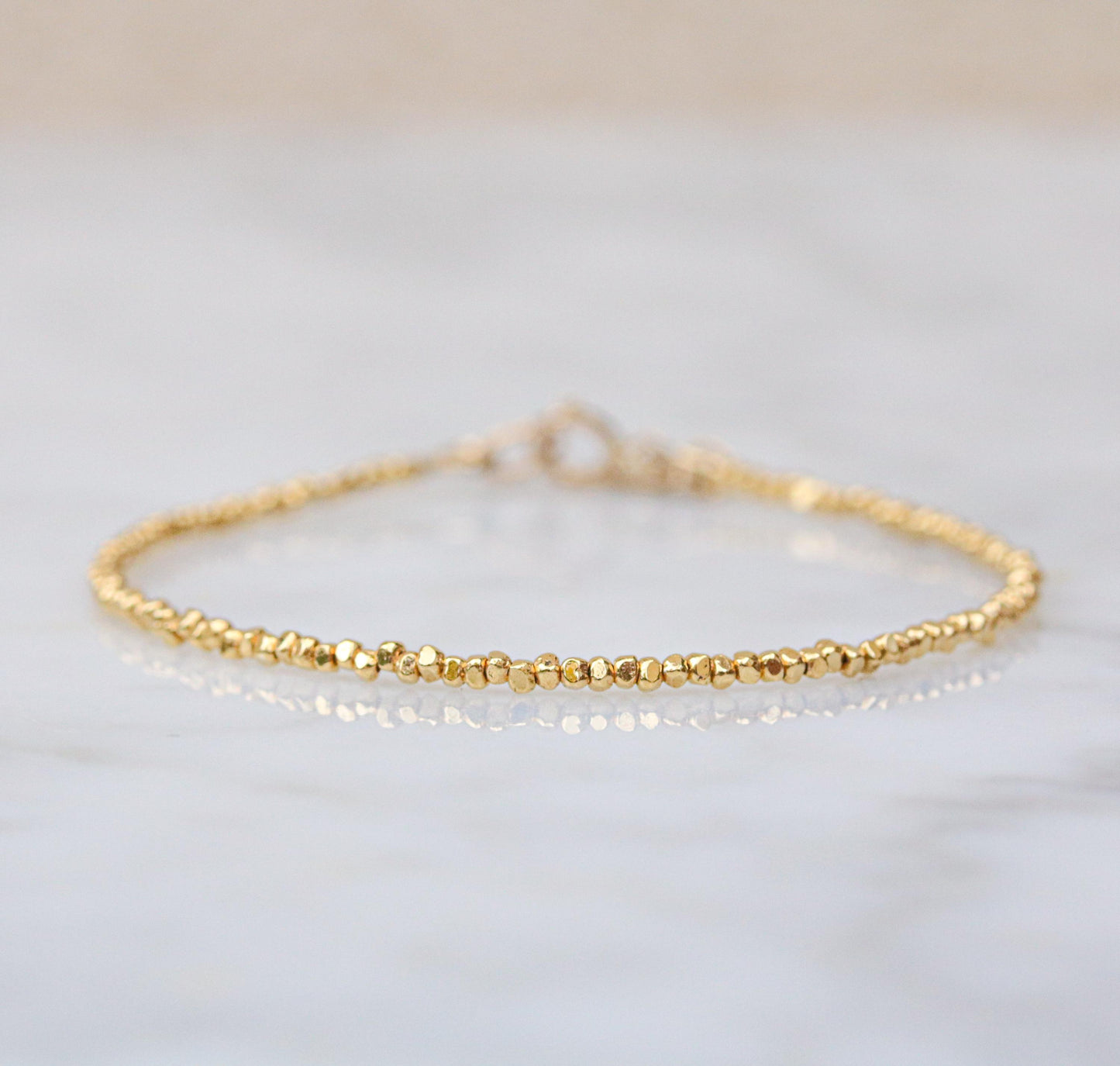 Karen Hill Tribe Gold Vermeil Nugget Bead Bracelet: Handmade Stacking Jewelry