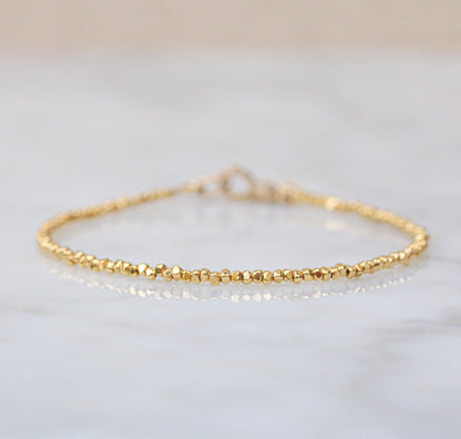 Karen Hill Tribe Gold Vermeil Nugget Bead Bracelet: Handmade Stacking Jewelry