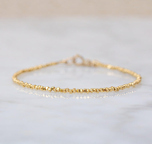Karen Hill Tribe Gold Vermeil Nugget Bead Bracelet: Handmade Stacking Jewelry