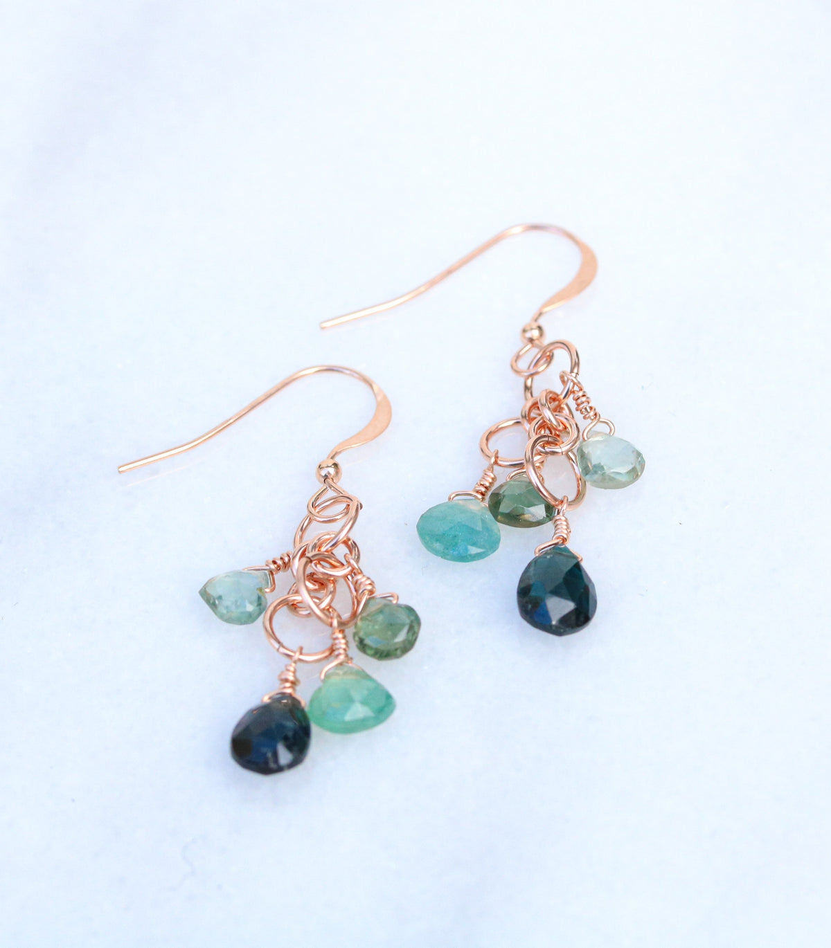 Handmade Rose Gold Filled Tourmaline Teardrop Earrings - October Birthstone