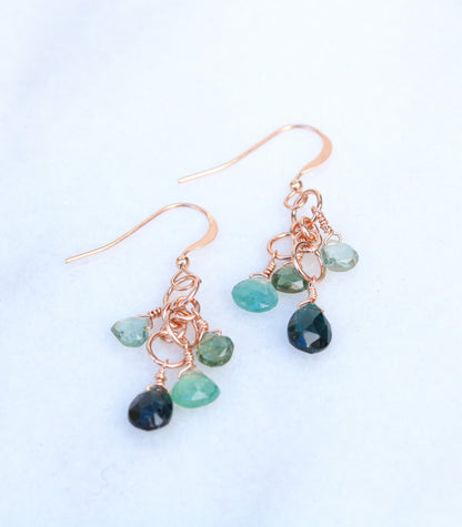 Handmade Rose Gold Filled Tourmaline Teardrop Earrings - October Birthstone