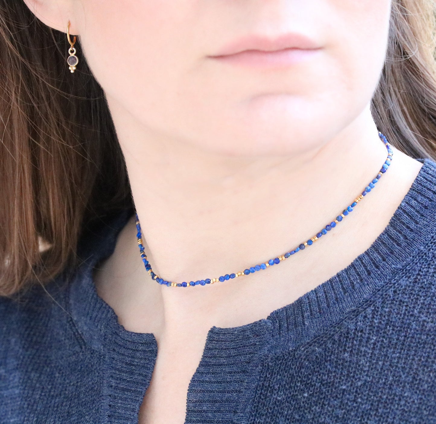 Lapis Lazuli Gold Vermeil Choker: September Birthstone Necklace