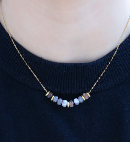 Faceted Botswana Agate Rondelle Necklace: Adjustable Gold Filled Chain