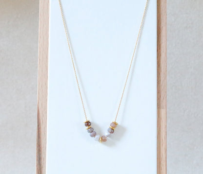 Faceted Botswana Agate Rondelle Necklace: Adjustable Gold Filled Chain