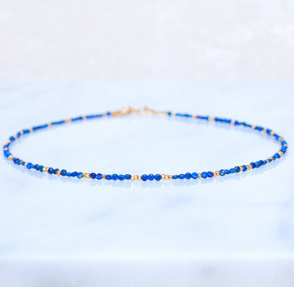 Lapis Lazuli Gold Vermeil Choker: September Birthstone Necklace