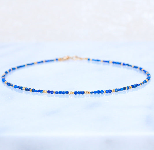 Lapis Lazuli Gold Vermeil Choker: September Birthstone Necklace