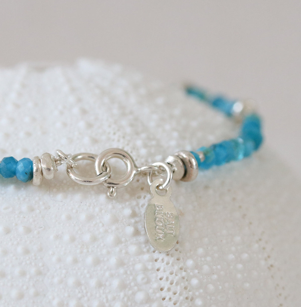 Handmade Apatite Bracelet: Karen Hill Tribe Silver, Sterling Silver Clasp