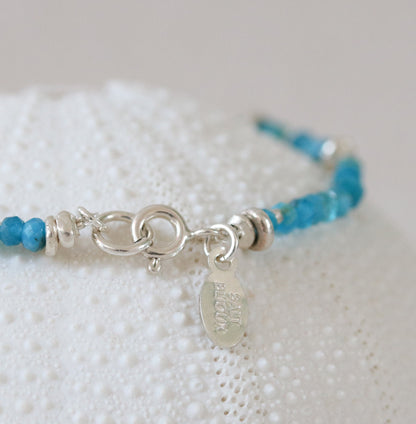 Handmade Apatite Bracelet: Karen Hill Tribe Silver, Sterling Silver Clasp
