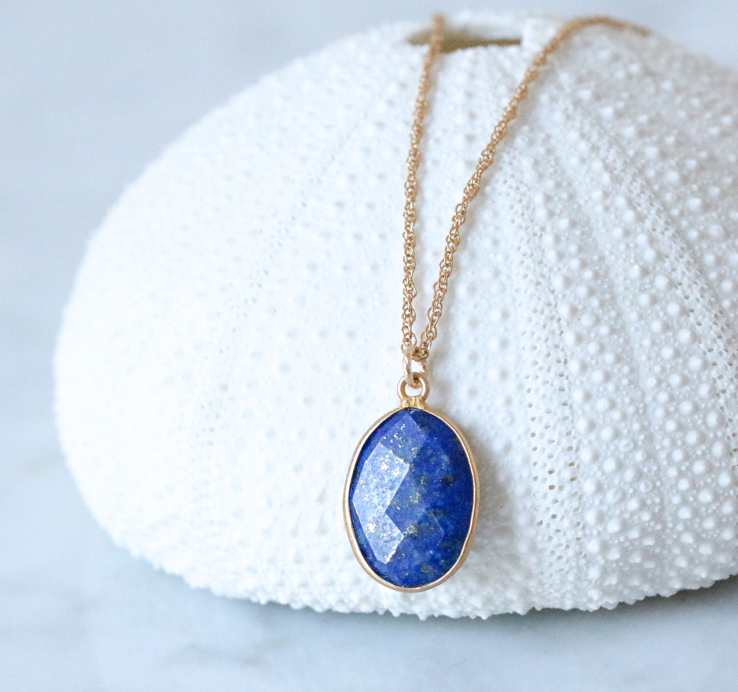 Handmade Faceted Lapis Lazuli 14k Gold Filled Necklace
