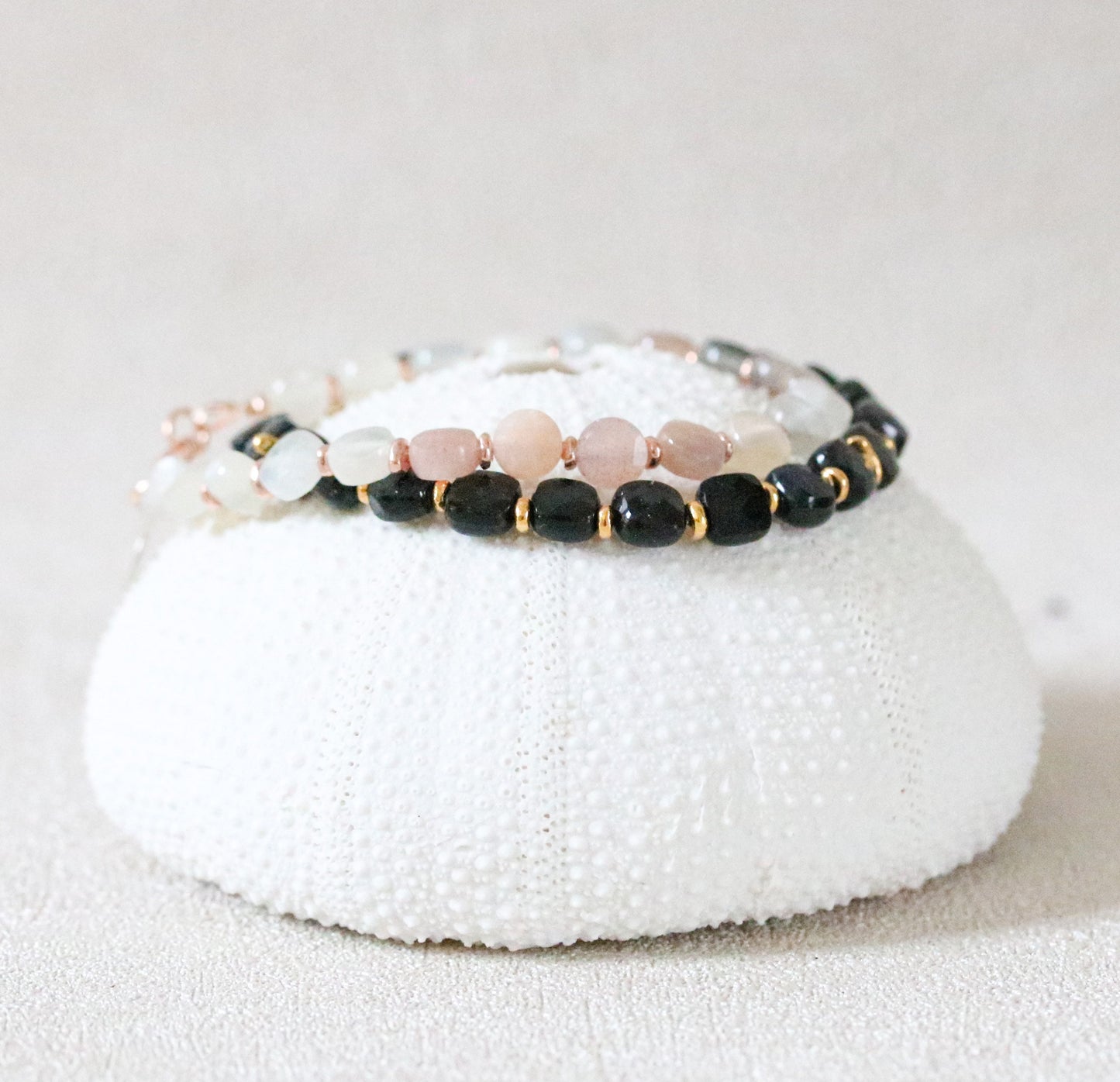 Stylish Black Agate Karen Hill Tribe Gold Fill Square Faceted Cushion Bracelet Gift Idea for GirlsValentines Day Gift IdeaMothers Day