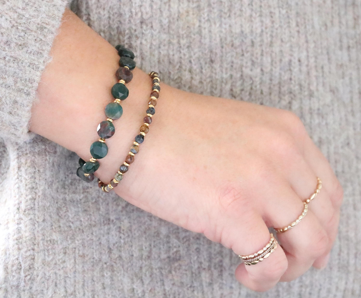 Bloodstone Bracelet: Karen Hill Tribe Gold Fill, Faceted Gemstone