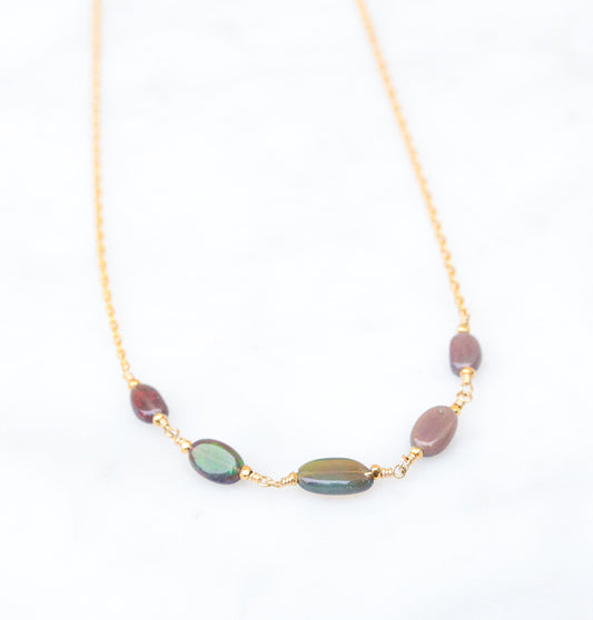 Opal Necklace: Karen Hill Tribe Gold Vermeil, October Birthstone