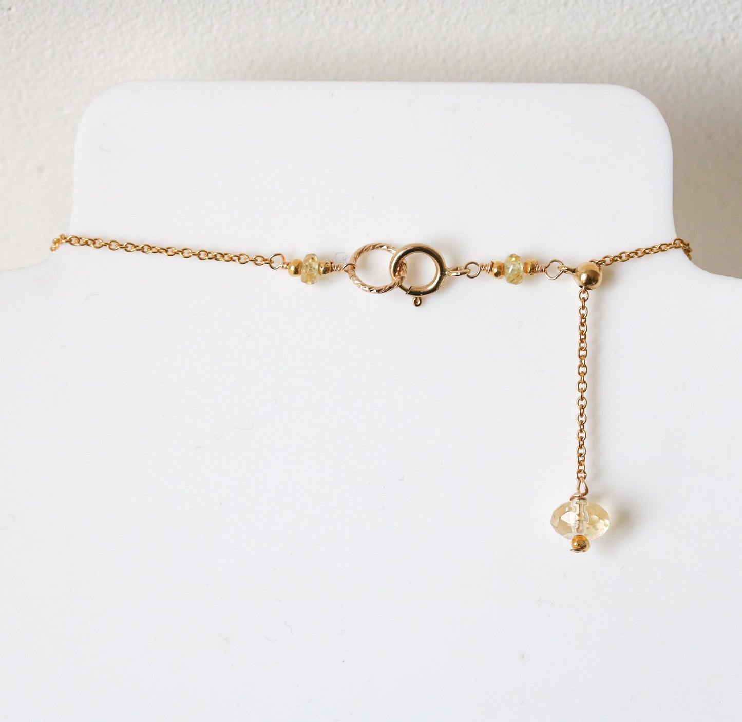 Faceted Citrine Rondelle Necklace: 14k Gold Filled Chain, Adjustable Clasp
