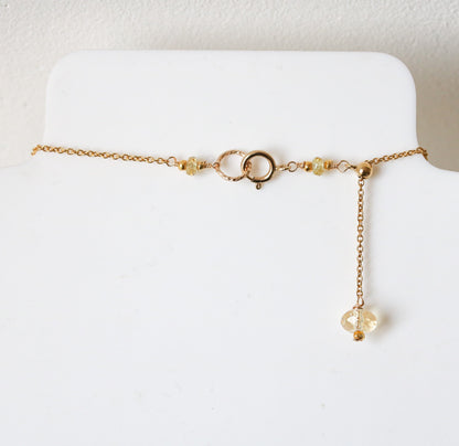 Faceted Citrine Rondelle Necklace: 14k Gold Filled Chain, Adjustable Clasp