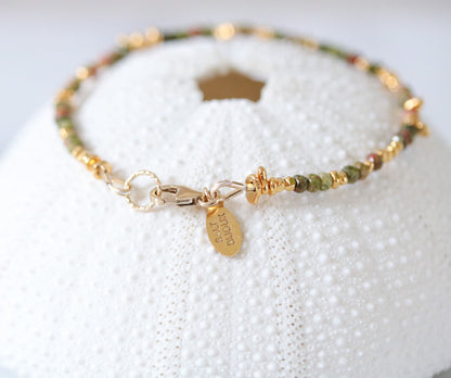 Handmade Gold Unakite Jasper Gemstone Stacking Bracelet