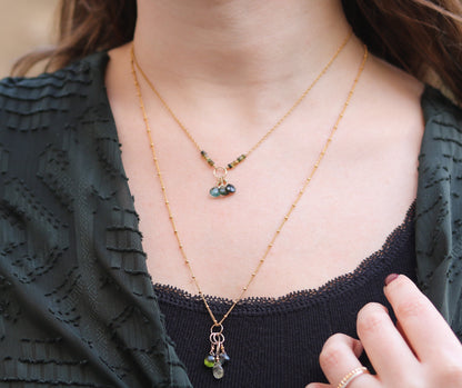 Handmade Teardrop Tourmaline Gold Necklace: October Birthstone