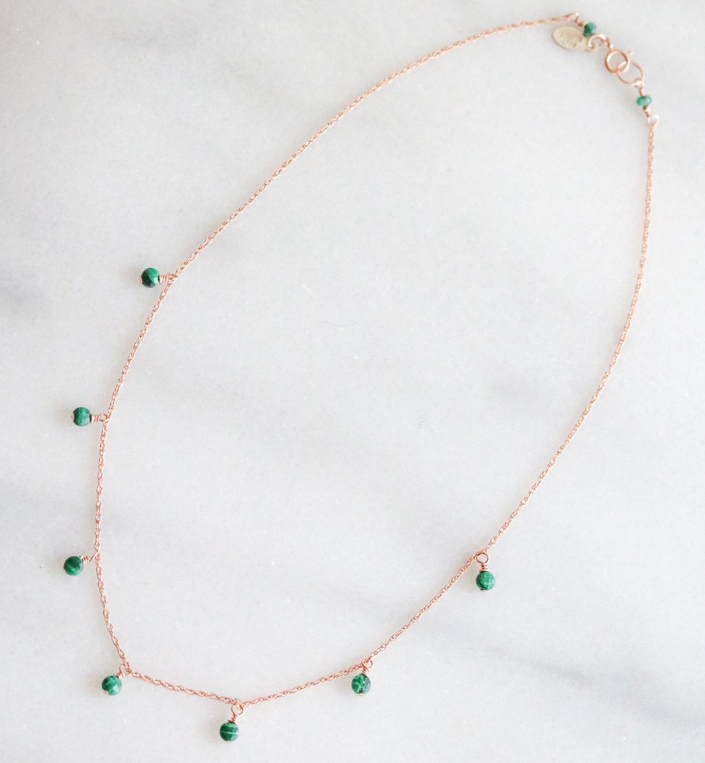 Handmade Rose Gold Malachite Mini Coin Choker Necklace