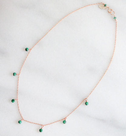 Handmade Rose Gold Malachite Mini Coin Choker Necklace