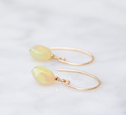 Ethiopian Opal Gold Fill Earrings: Minimalist Gemstone Jewelry