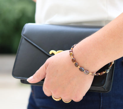 Pietersite Bag Charm: Gold Vermeil, Gemstone Handbag Accessory