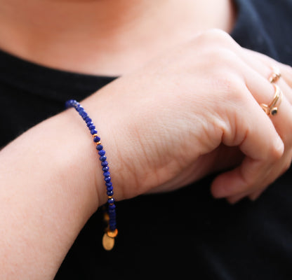 Handmade Lapis Lazuli Bracelet: Karen Hill Tribe Gold Vermeil Clasp