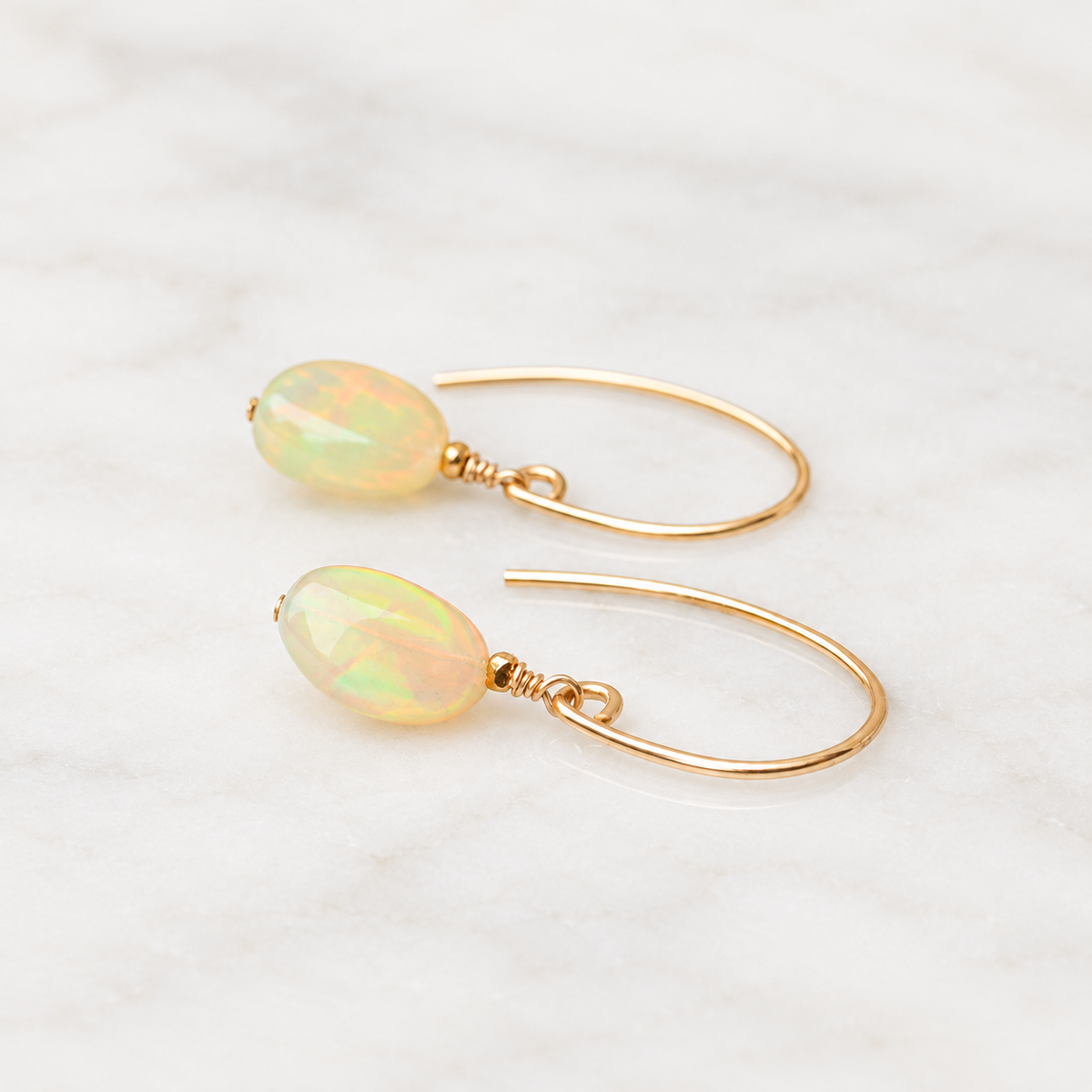Ethiopian Opal Gold Earrings