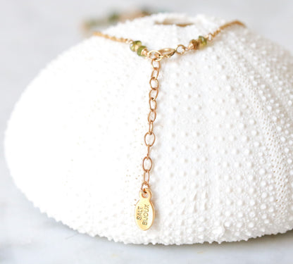 Handmade Teardrop Tourmaline Gold Necklace: October Birthstone
