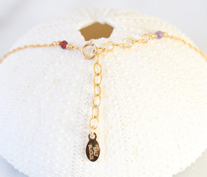 Rainbow Gemstone Mini Coin Necklace: 14k Gold Filled Charm, Handmade in France