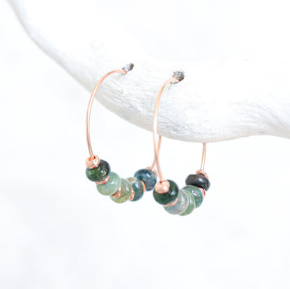 Handmade Blue Tourmaline Rose Gold Hoop Earrings
