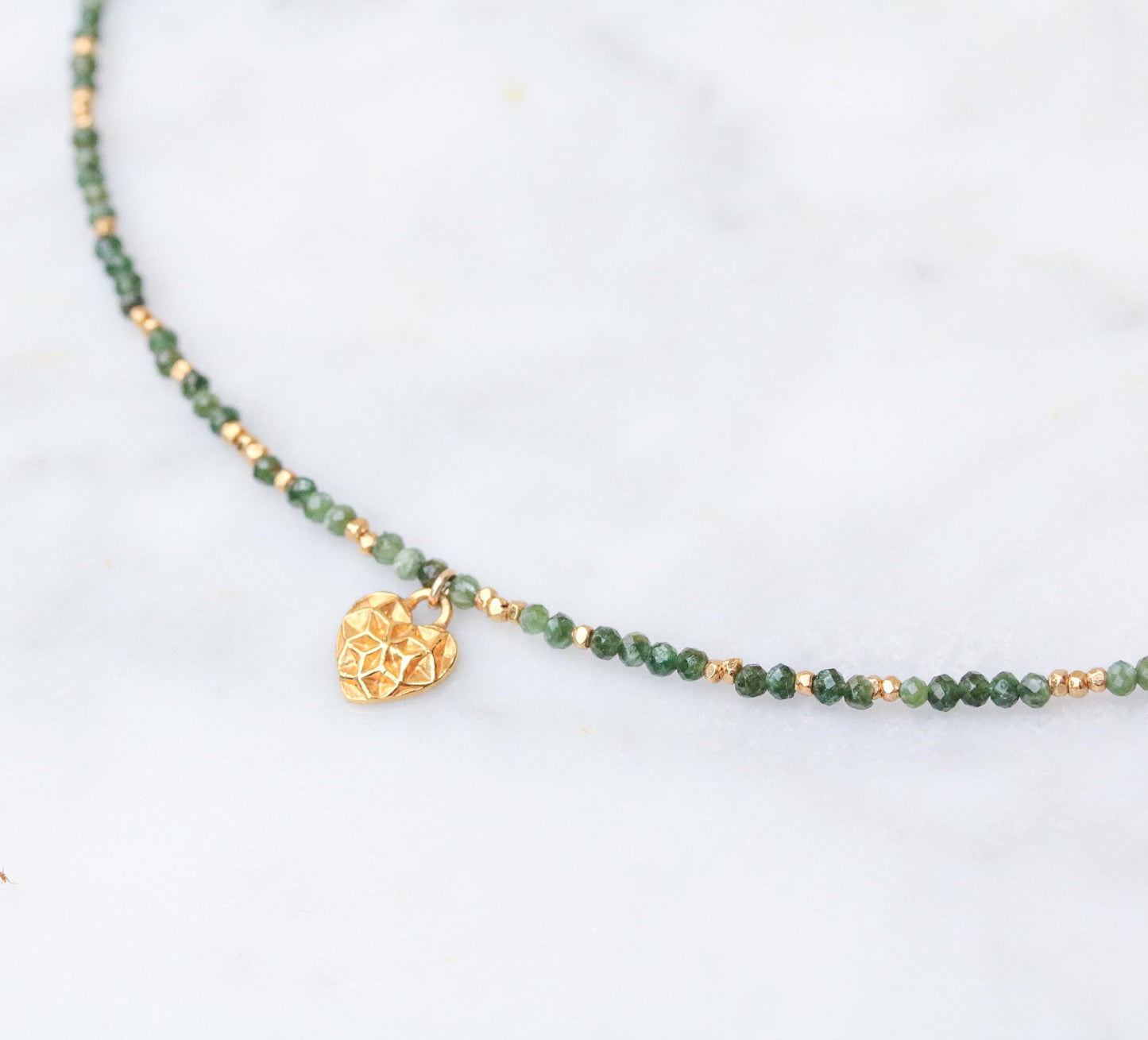 Seraphinite Gemstone Necklace: Karen Hill Tribe Gold Vermeil Heart Pendant