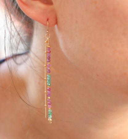 Ruby Emerald Drop Earrings: Gold Vermeil Karen Hill Tribe Beads