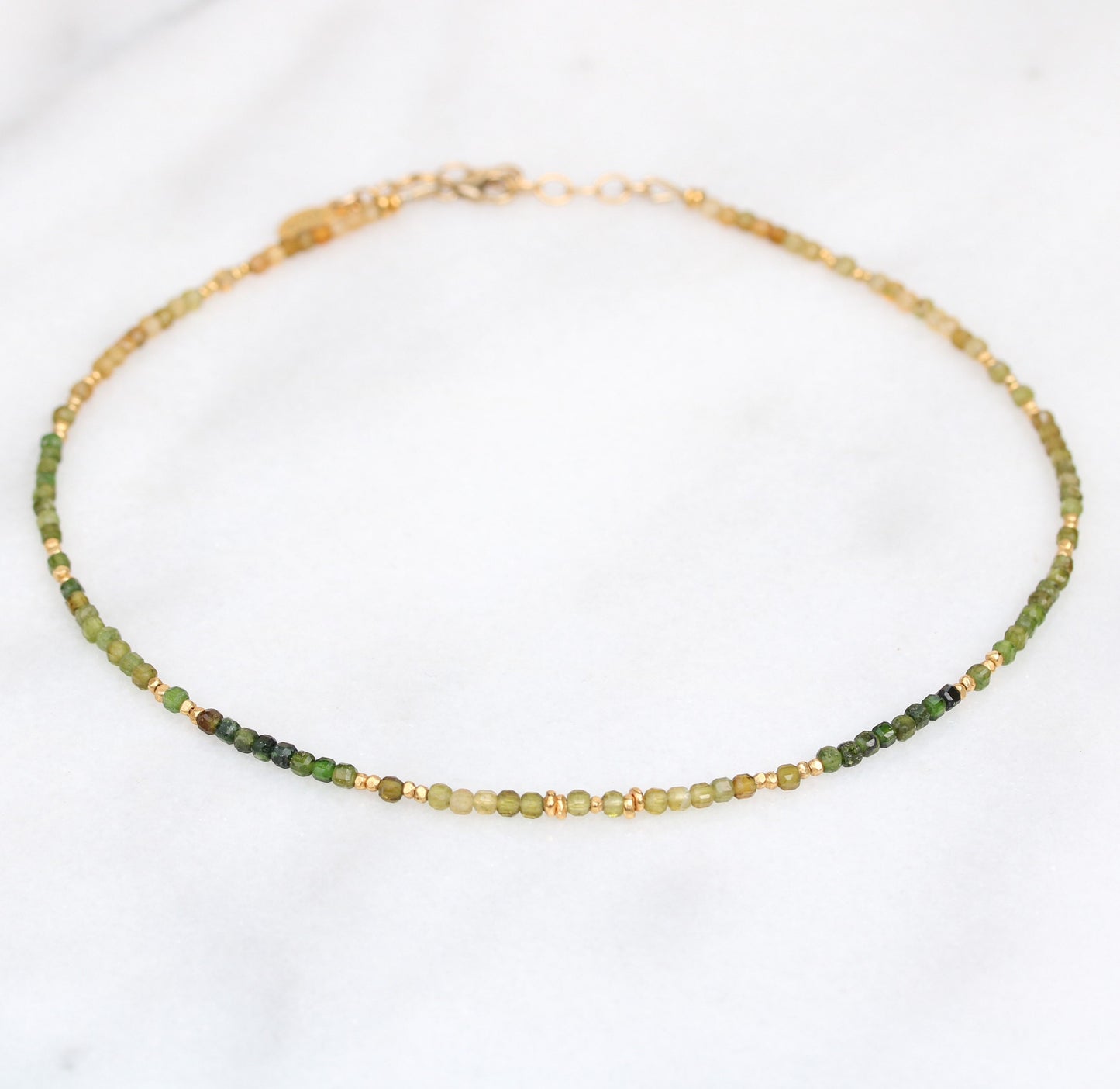 Green Tourmaline Choker: Karen Hill Tribe Gold Vermeil Necklace