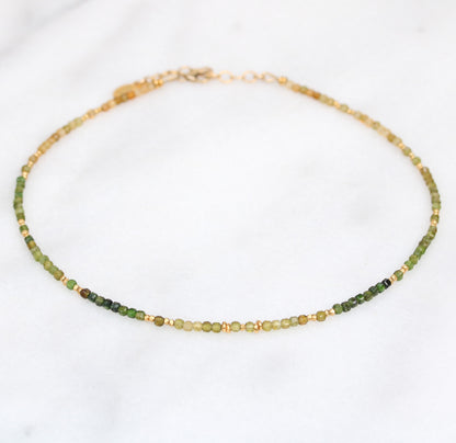 Green Tourmaline Choker: Karen Hill Tribe Gold Vermeil Necklace