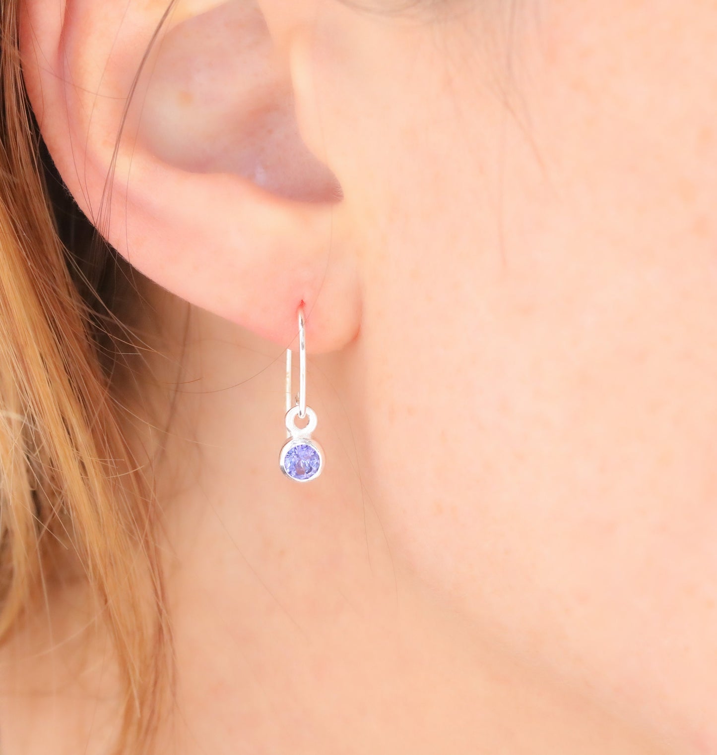 Handmade Tanzanite Sterling Silver Hook Earrings: Modern Faceted Gemstone
