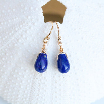 Lapis Lazuli Drop Earrings: Karen Hill Gold, September Birthstone