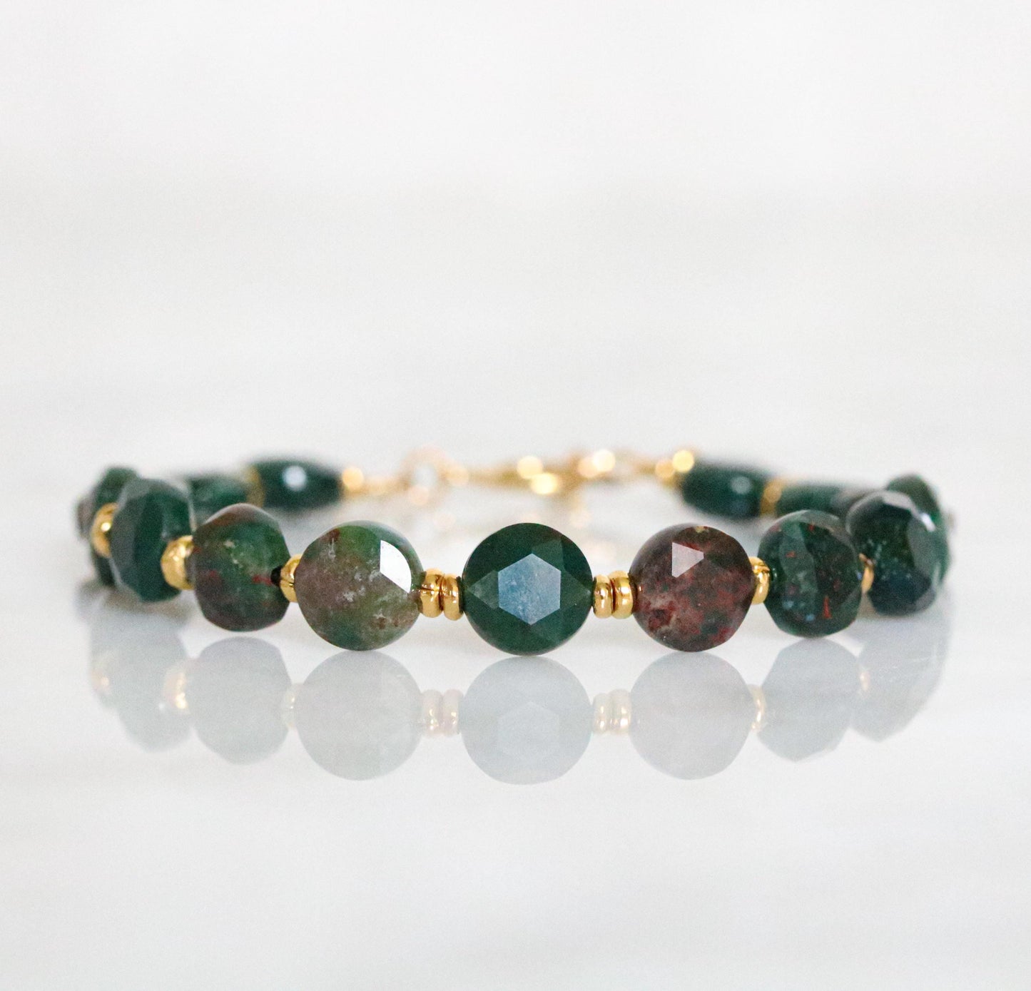 Bloodstone Bracelet: Karen Hill Tribe Gold Fill, Faceted Gemstone