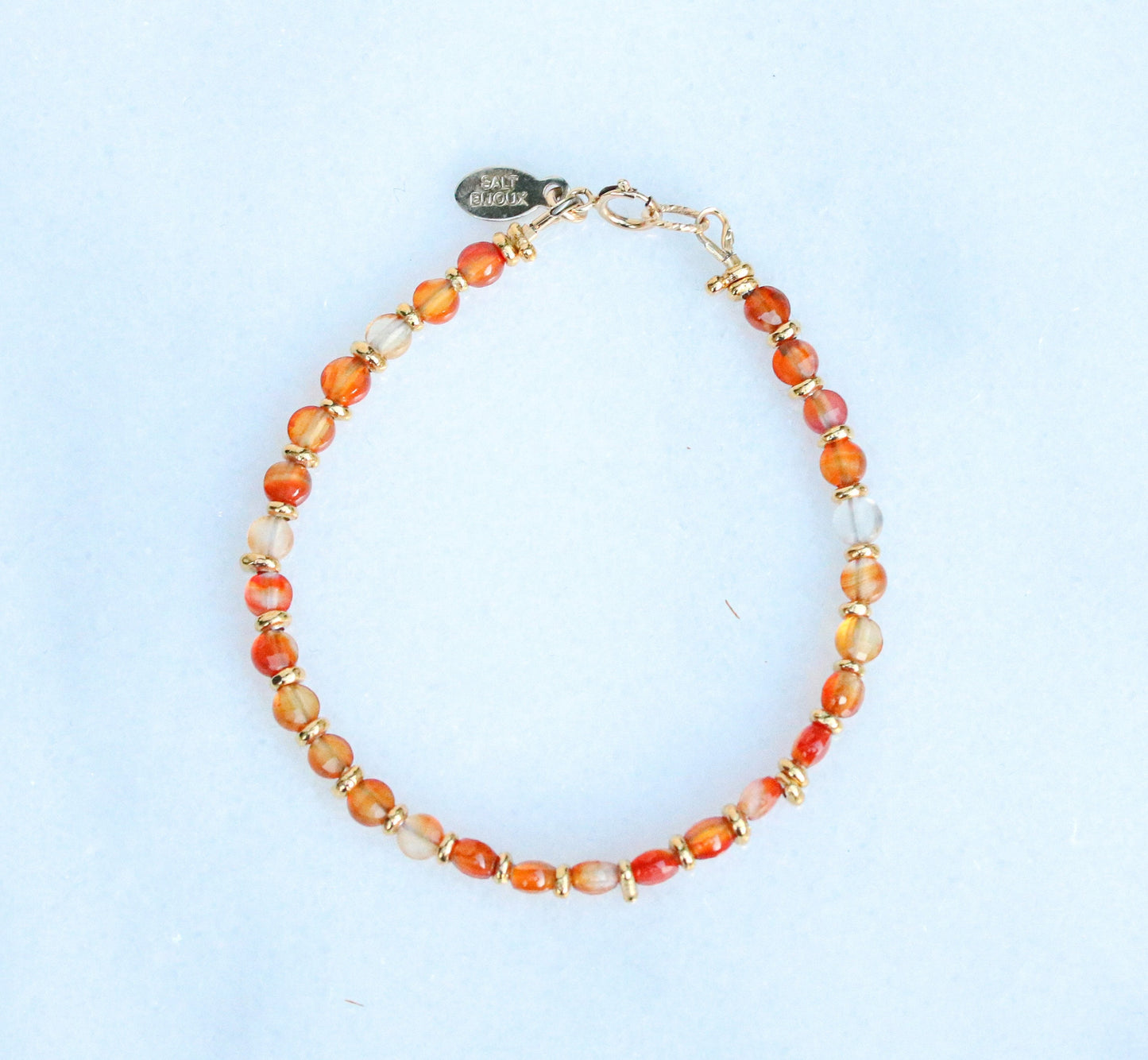 Faceted Carnelian Bracelet: Karen Hill Tribe Gold Vermeil, Gold Fill