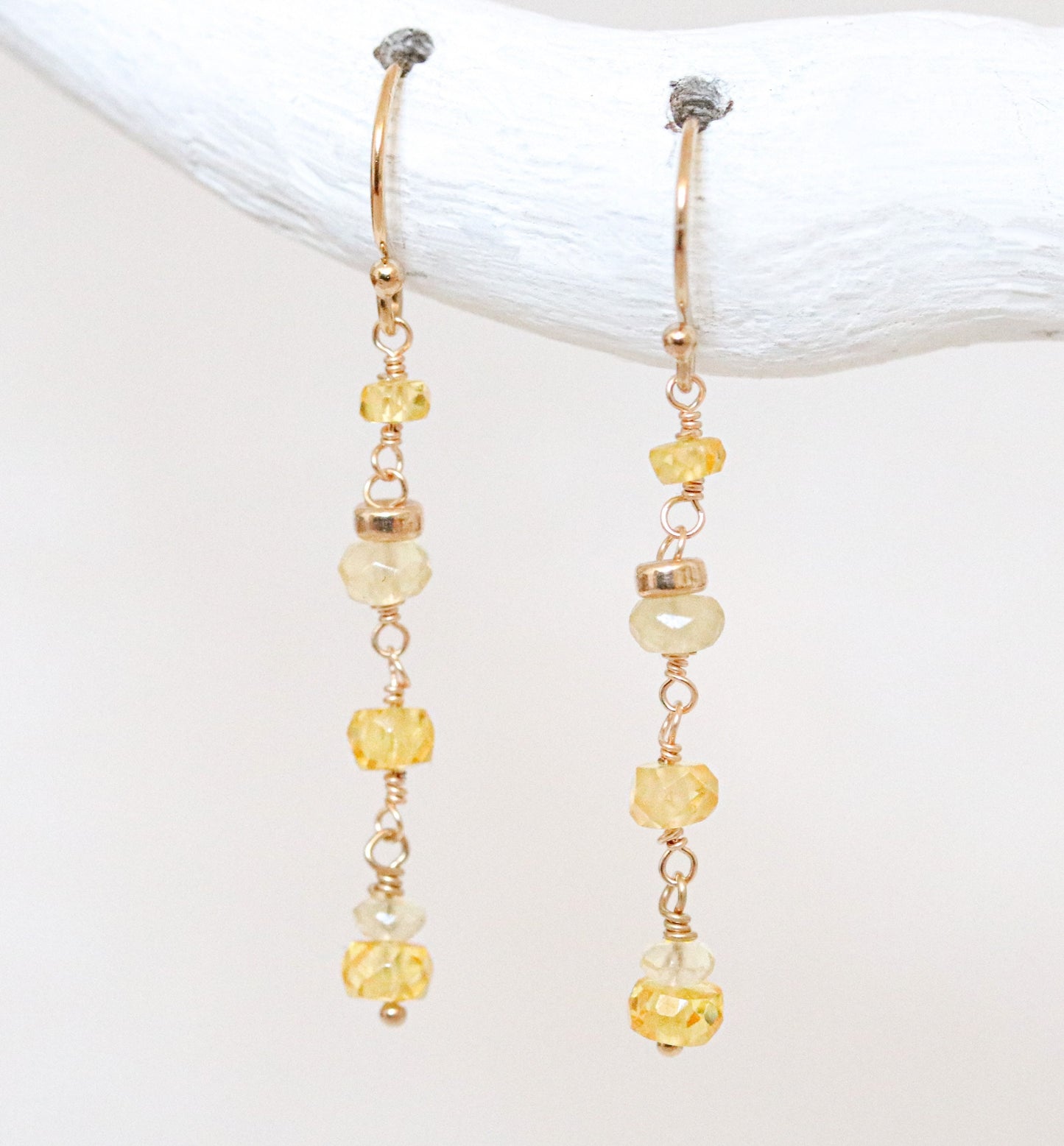 Handmade Yellow Topaz Gold Filled Earrings: Unique Dangle Jewelry