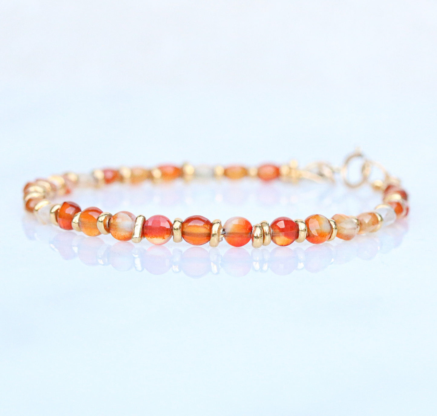 Faceted Carnelian Bracelet: Karen Hill Tribe Gold Vermeil, Gold Fill