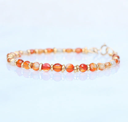 Faceted Carnelian Bracelet: Karen Hill Tribe Gold Vermeil, Gold Fill