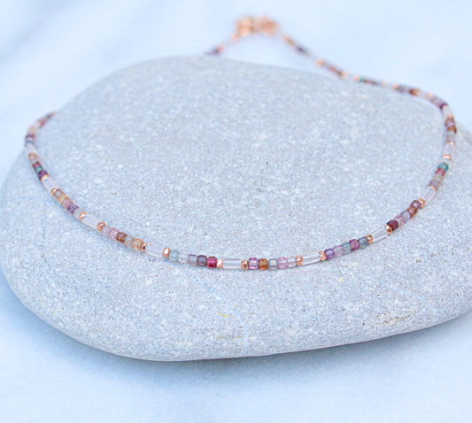Rose Quartz & Pink Spinel Rose Gold Vermeil Choker Necklace