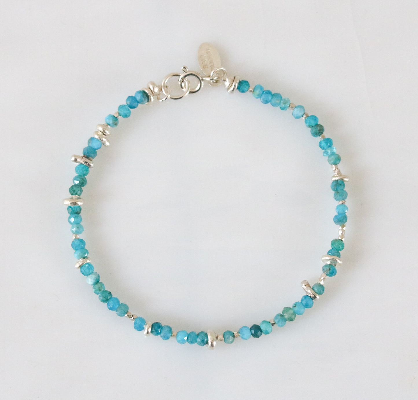 Handmade Apatite Bracelet: Karen Hill Tribe Silver, Sterling Silver Clasp