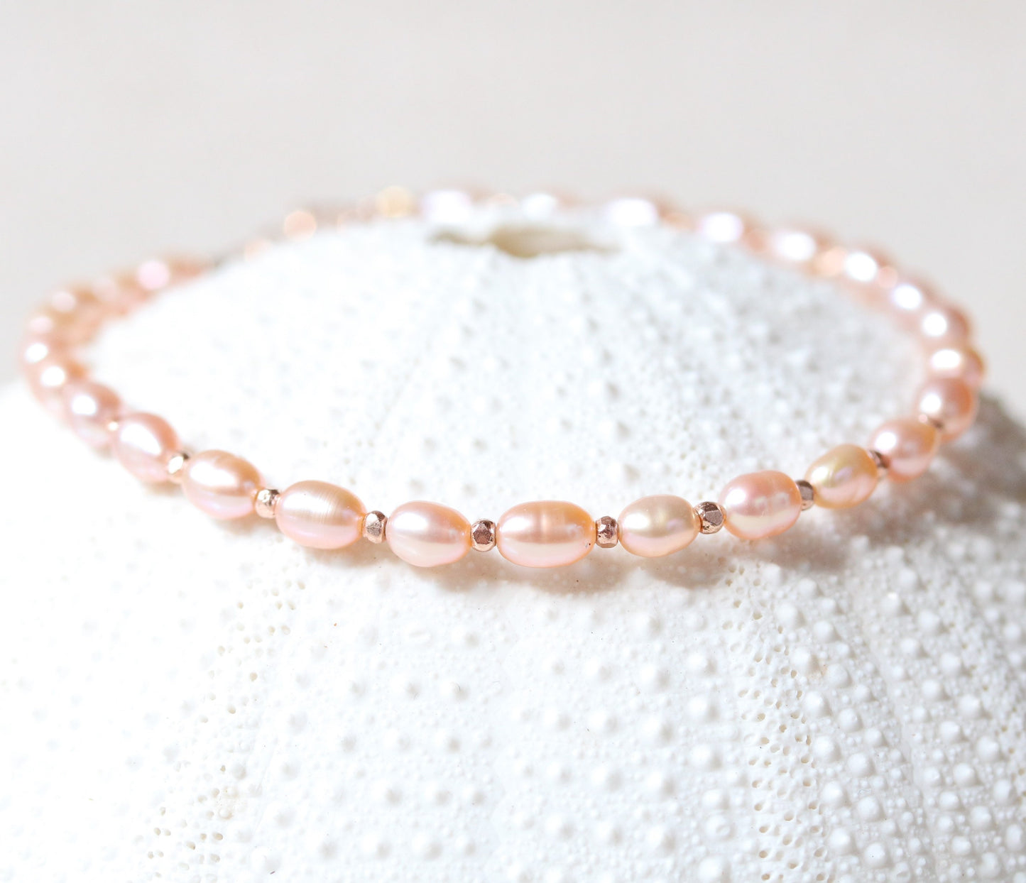 Pink Baroque Pearl Bracelet: Rose Gold Vermeil, June Birthstone