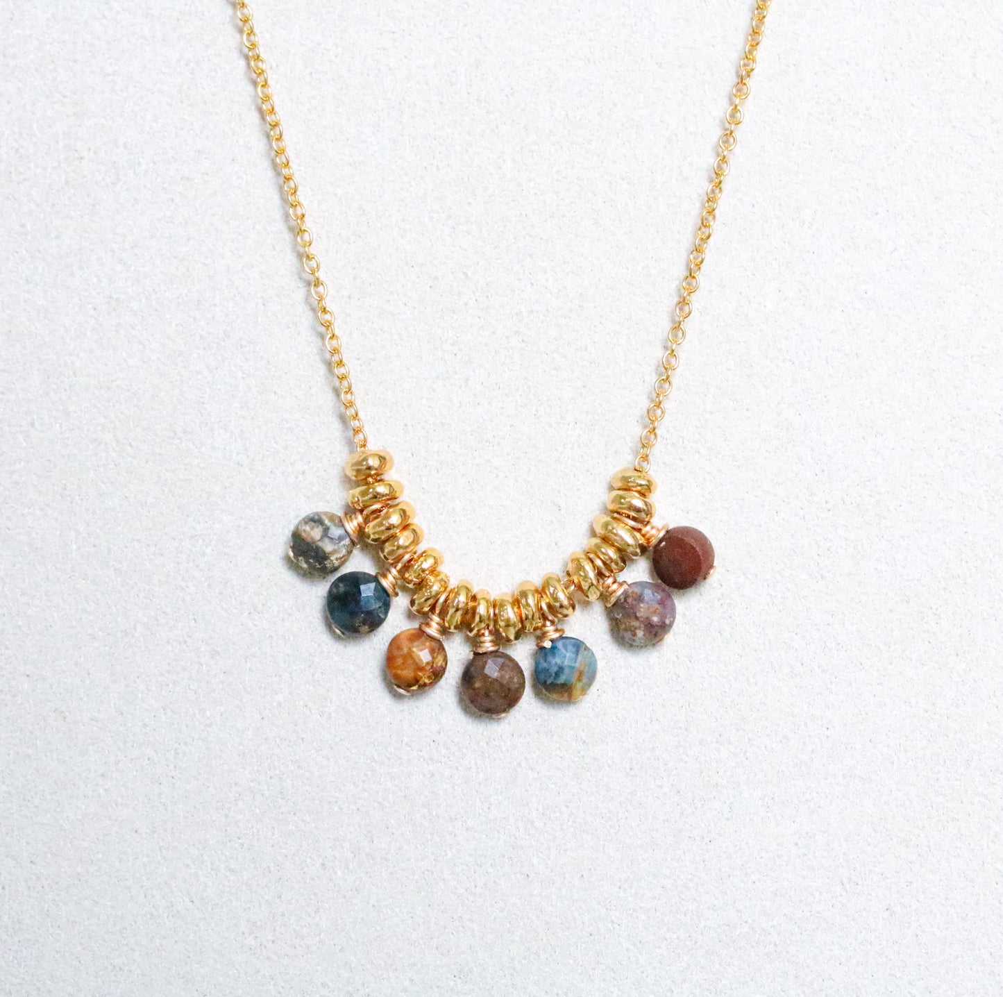 Faceted Pietersite Gemstone Necklace: 14k Gold Filled Charm