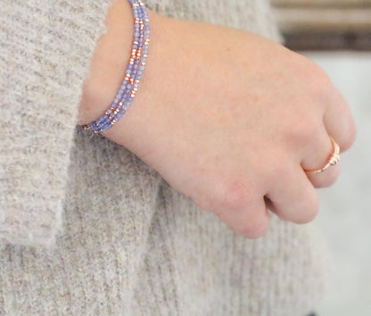 Handmade Tanzanite Wrap Bracelet: Rose Gold Vermeil, December Birthstone