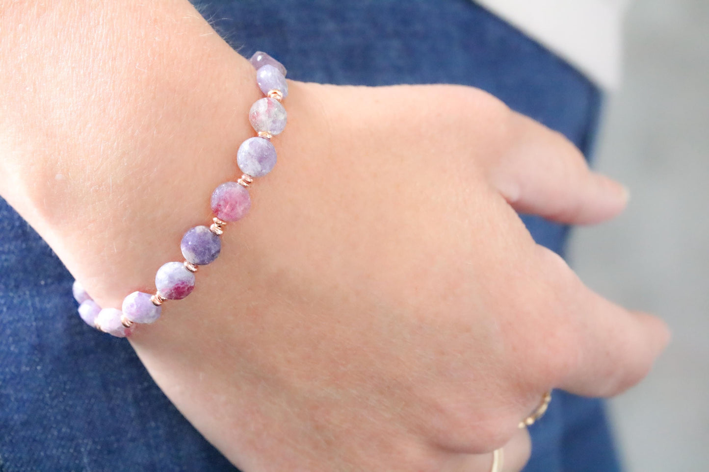 Plum Flower Tourmaline Bracelet: Karen Hill Tribe Gold Fill, Faceted Gemstone