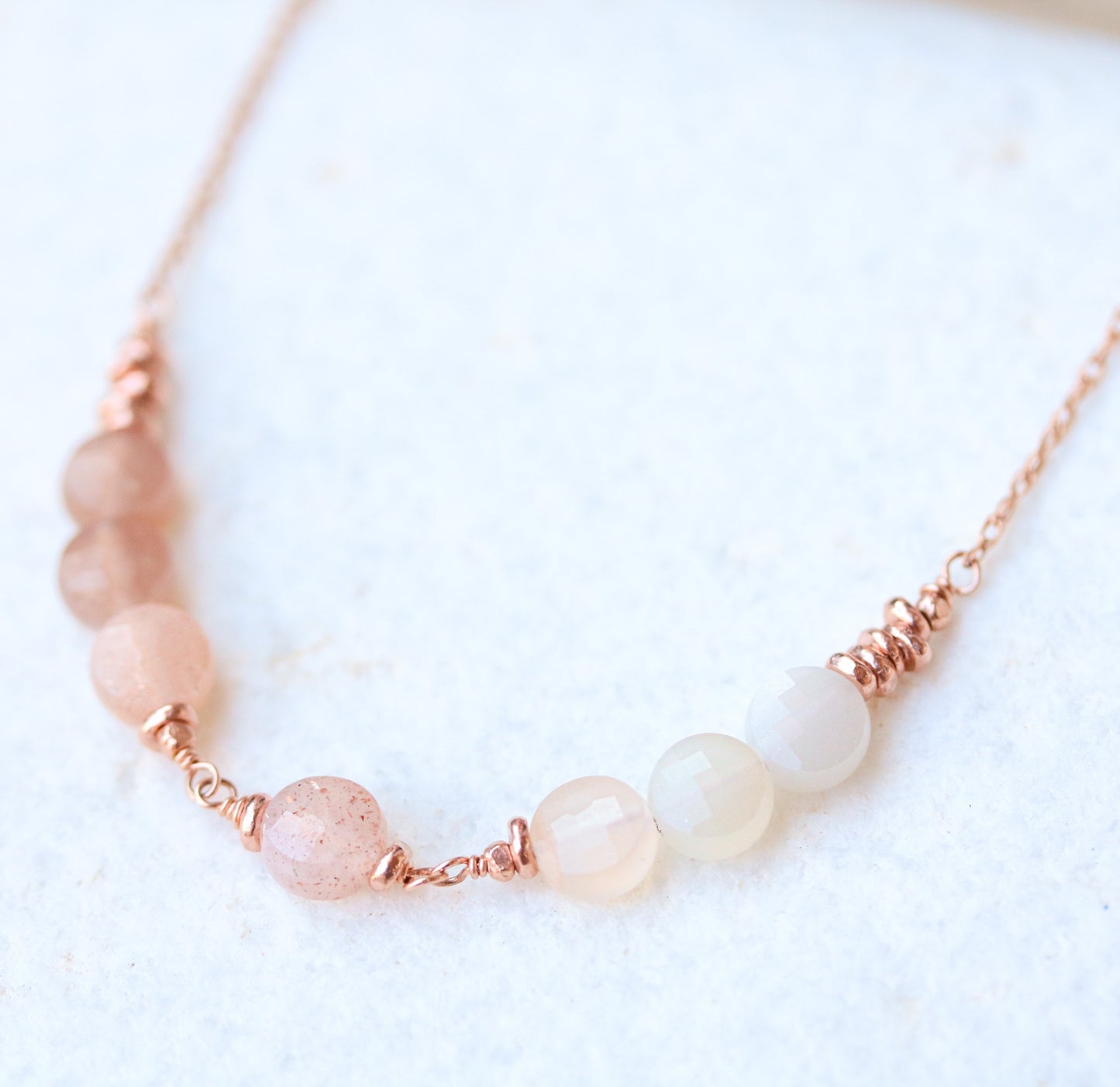 Rose Gold Ombré Moonstone Necklace: Karen Hill Tribe Gemstone