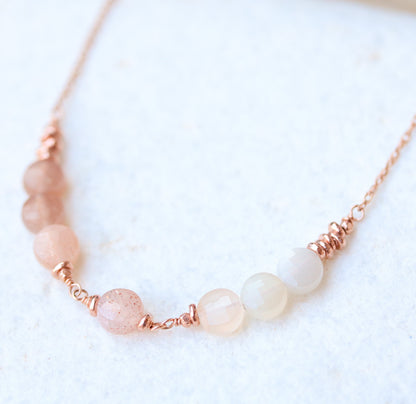Rose Gold Ombré Moonstone Necklace: Karen Hill Tribe Gemstone